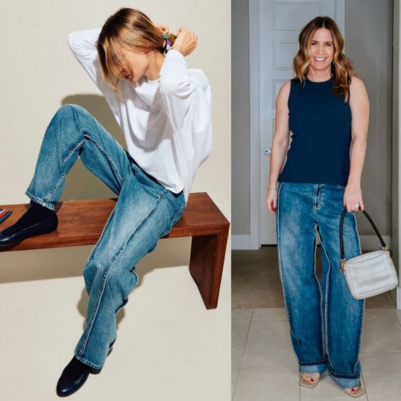 Tibi Spring Denim Tuck Classic Blue Jean High Waisted Pleated Pants Size‎ 24 - Picture 12 of 13